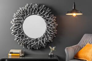 Invicta Interior - Ručne vyrobené teakové zrkadlo RIVERSIDE 80 cm šedé