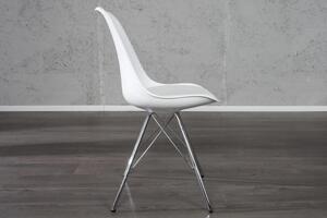 Invicta Interior - Retro stolička SCANDINAVIA MEISTERSTÜCK biela, s pochrómovaným rámom