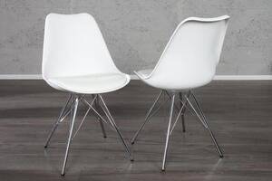 Invicta Interior - Retro stolička SCANDINAVIA MEISTERSTÜCK biela, s pochrómovaným rámom