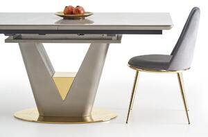 Rozkladací jedálenský stôl Valentino - svetlosivá / zlatá