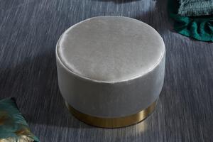 Invicta Interior - Elegantná taburetka MODERN BAROQUE 55 cm zamat, strieborná, zlatá