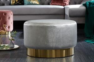 Invicta Interior - Elegantná taburetka MODERN BAROQUE 55 cm zamat, strieborná, zlatá