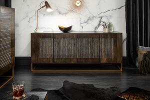 Invicta Interior - Masívny príborník ONYX 177 cm mangové drevo s lemom z achátového kameňa