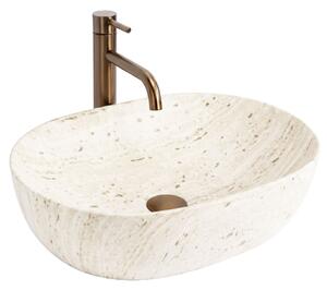 Rea Amelia Travertine, umývadlo na dosku 480x345x135 mm, imitácia kameňa, REA-U4210