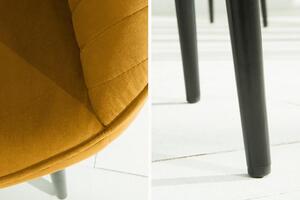 Invicta Interior - Stolička s podrúčkami TURIN zamat, horčicovo žltá