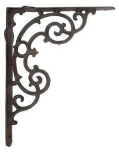 Hnedá kovová policová konzola s ornamentmi - 4*29*22 cm - Clayre & Eef