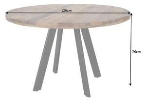 Invicta Interior - Dizajnový jedálenský stôl IRON CRAFT 120 cm okrúhly mango, prírodný
