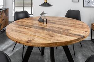 Invicta Interior - Dizajnový jedálenský stôl IRON CRAFT 120 cm okrúhly mango, prírodný