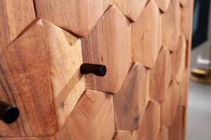 Invicta Interior - Masívna barová skrinka MYSTIC LIVING 76 cm akát 3D povrch z masívneho dreva