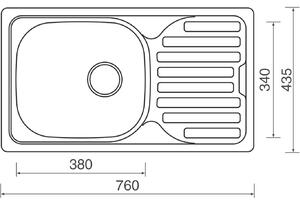 Nerezový drez Sinks CLASSIC 760 M 0,5 mm matný