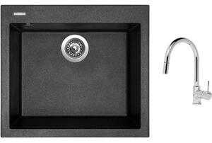 Set Sinks CUBE 560 Metalblack + batéria Sinks MIX 35 P chróm