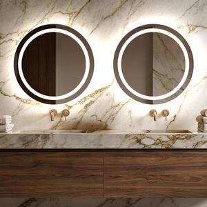 Okrúhle zrkadlo L33 podsvietene LED do kupelne kozmeticke zrkadlo led s bielym rámom
