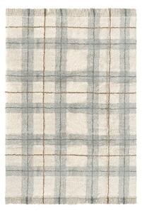 Krémový/šalviovozelený prateľný/ručne tkaný bavlnený koberec 140x190 cm Tartan Blue Sage – Lorena Canals