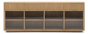 Vitrína v dekore duba s posuvnými dverami v prírodnej farbe 200x80x40 cm Helvine – Kave Home