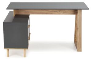 Rohový písací stôl so zásuvkami Sergio XL - antracit / dub wotan