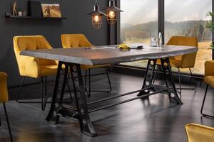 Nemecko - Masívny jedálenský stôl INDUSTRIAL 220 cm akácia, šedá s čiernym kovovým rámom