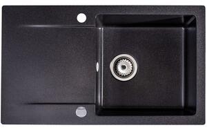 Sink Quality Ferrum, kuchynský granitový drez 770x450x190 mm + sifón, čierna škvrnitá-BROCADE, SKQ-FER.B.1KDO.X
