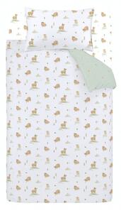 Biele/zelené bavlnené detské obliečky na jednolôžko 135x200 cm Mini Moo Cow – Bianca