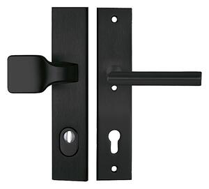 Bezpečnostné kovanie TWIN ALPHA DEF (CM), madlo/klika, Otvor na cylindrickú vložku PZ, Twin CM (čierny mat), 72 mm