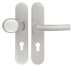 Bezpečnostné kovanie TWIN HARMONIA (F9), kľučka-kľučka, Otvor na cylindrickú vložku PZ, Twin E (nerez matná), 72 mm
