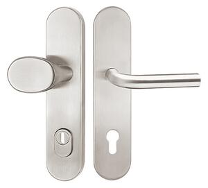Bezpečnostné kovanie TWIN COLUMBUS DEF H 2087KS s kľučkou LOFT (E), kľučka-kľučka, Otvor na cylindrickú vložku PZ, Twin E (nerez matná), 72 mm