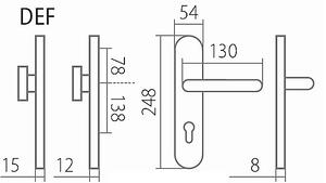 Bezpečnostné kovanie TWIN COLUMBUS DEF H 2087KS s kľučkou LOFT (E), kľučka-kľučka, Otvor na cylindrickú vložku PZ, Twin E (nerez matná), 72 mm