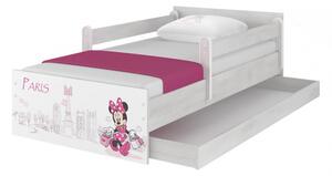 BabyBoo Detská postel Disney - MAX Miniie Paris - biela s matracom a šuplíkom160 x 80 cm