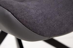 Invicta Interior - Dizajnová stolička DIVANI tmavo šedá, kovový rám čierny v retro štýle