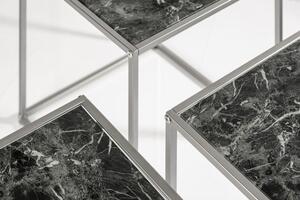 Invicta Interior - Dizajnový odkladací stolík ELEMENTS 40 cm mramorový vzhľad, čierny