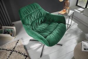 Invicta Interior - Elegantné kreslo BIG DUTCH smaragdovo zelený zamat s podrúčkami vintage