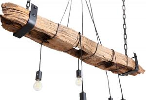 Invicta Interior - Industriálna závesná lampa BARRACUDA 152 cm z recyklovaného masívneho dreva s 5mi svetlami