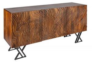 Invicta Interior - Ručne vyrobený príborník FLUID 160 cm mangové drevo s predným dizajnom