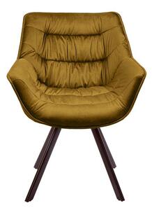 Invicta Interior - Dizajnová stolička THE DUTCH COMFORT horčicovo žltá zamatová, retro štýl