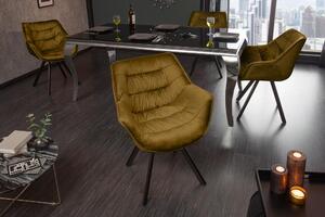 Invicta Interior - Dizajnová stolička THE DUTCH COMFORT horčicovo žltá zamatová, retro štýl