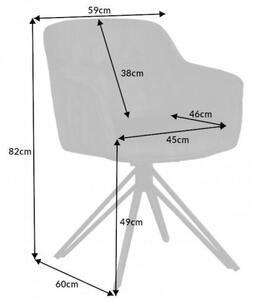 Invicta Interior - Otočná stolička EUPHORIA tmavošedý zamat v retro štýle s ozdobným prešívaním