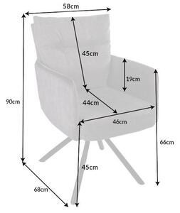 Invicta Interior - Retro stolička BIG GEORGE antracit otočná s lakťovými opierkami a pružinovým sedákom