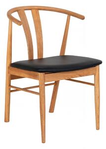 Jedáleňská stôlka Artenara, duba drevo, čierny PU sedák, 77×60×54 cm – House Nordic