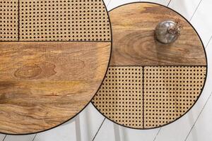 Invicta Interior - Sada konferenčného stolíka VIENNA LOUNGE 70 cm z guľatého mangového dreva