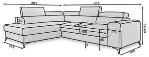 Rohová sedačka s rozkladom a úložným priestorom Lacante L - svetlosivá