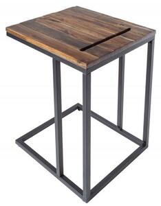 Invicta Interior - Priemyselný stolík SCANDINAVIA 43 cm akátové drevo s držiakom na tablety