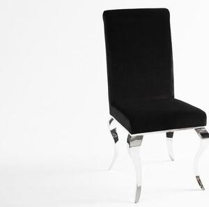 Invicta Interior - Elegantná stolička MODERN BAROQUE, čierna zamat, nerezová oceľ