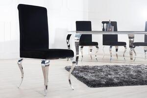 Nemecko - Elegantná stolička MODERN BAROQUE, čierna zamat, nerezová oceľ