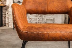 Invicta Interior - Dizajnová stolička MUSTANG starožitná hnedá mikrovlákno s lakťovými opierkami