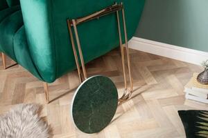 Invicta Interior - Príručný stolík NOBLE I 35 cm mramorový zelený