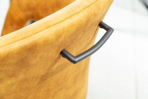 Invicta Interior - Otočná retro stolička ETERNITY horčicovo žltý zamat s pohodlnou rukoväťou