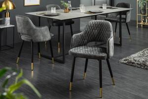 Invicta Interior - Elegantná stolička PARIS šedo-zelená zamat