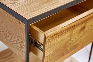 Invicta Interior - Nočný stolík SCORPION 40 cm z dubového dreva so zásuvkou