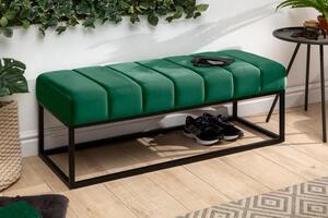 Invicta Interior - Moderná lavica BENCH PETIT 110 cm zamat, smaragdovo zelená