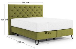 Čalúnená manželská posteľ Canara 140 - svetlozelená