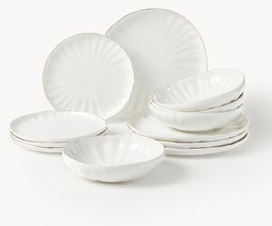 Súprava riadu s reliéfom z porcelánu Sali, 4 osoby (12 dielov)